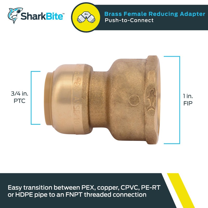 SharkBite 3/4 x 1 Inch FNPT Water Softener Adapter, Push