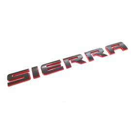1x Sierra Emblem Nameplate Letter Decal Car Badge Compatible with Gm 2500Hd 3500Hd Sierra (Black/Red)