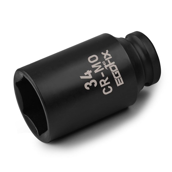 EGOFIX 1/2" Drive Deep Impact Socket, 34mm Metric Socket, Axle