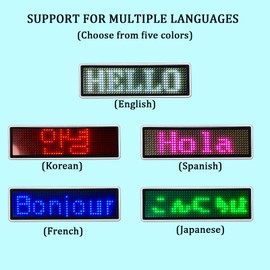 Scrolling Name Tag LED Moving Message Sign Business Card badgesProgramming Display Name Badges (White)