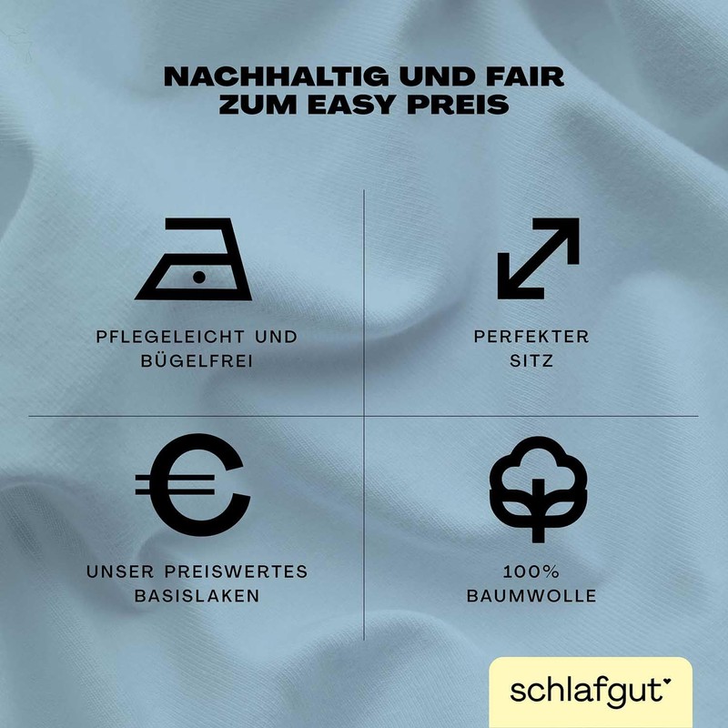 Schlafgut Easy Jersey Fitted Sheet 90 x 190 to 100