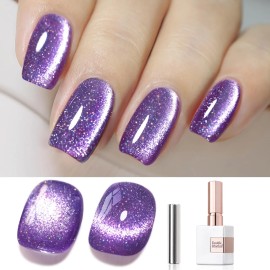 Double Rhythm Jelly Glass Cat Eye Gel Polish with Magnet 15ML Dark Purple
