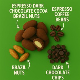 Espresso Dark Chocolate Cocoa Brazil Nuts 16 oz Bag