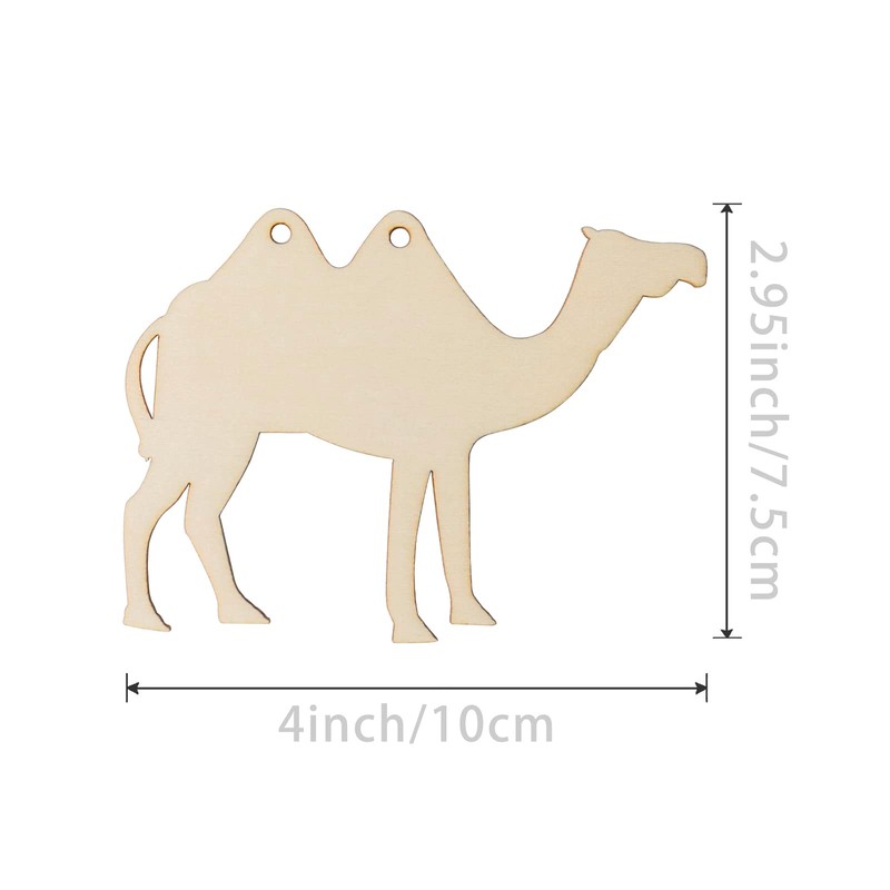 40Pcs Camel Shape Wooden Blank Camel Wood with Twines Art