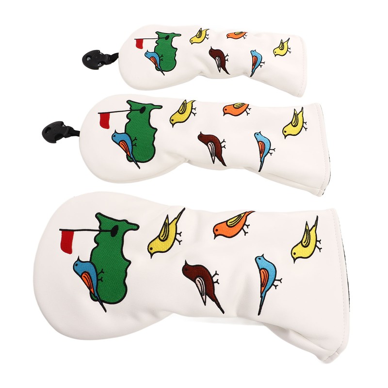 3PCS Golf Club Head Cover PU Waterproof Bird Pattern Golf