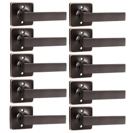 GOBEKOR 10 Pack Oil Rubbed Bronze Dummy Lever Door Handle Straight Lever Interior Non-Turning Door Lever Square Closet French Door Handle for Pantry
