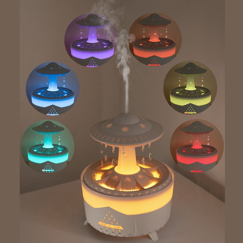 Water Drip Aromatherapy Diffuser 7 Color Light Mushroom Rain Humidifier