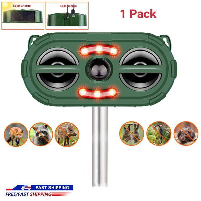 LakeForest Solar USB Ultrasonic Animal Repeller Motion Sensor Garden Yard