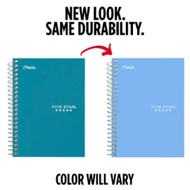 Five Star Spiral Notebook, 1 Subject, College Ruled Paper, 4-3/8" x 7", Personal Size, 80 Sheets, Blue (Color May Vary) (450048CG1)