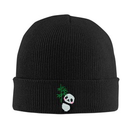 mutakin Panda Beanie Hat Winter Cuffed Knit Hat Skull Watch Cap Embroidery Fisherman Beanies for Women Men Unisex