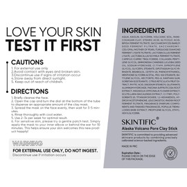 SKINTIFIC Deep Pore Cleansing Blackhead Remover Face Mask Stick, Mud Mask with Natural Alaska Volcano Clay, Gentle Exfoliating, Smoothing Skin, Non-Drying, Skincare Facial Mask
