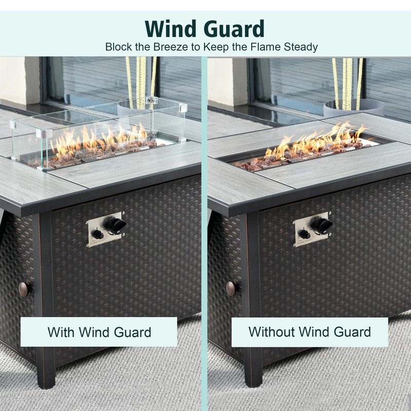 23x7x5.5 Fire Pit Glass Flame Wind Guard,Thick Tempered Glass Rectanglar