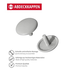 Gedotec Furniture Cover Caps Round | Pack of 50 - Screw Caps for Headhole Hole PZ2 | H1115 | Covers Diameter 12 x 2.5 mm | Closure Plugs Plastic Light Grey | End Caps for Drill Holes