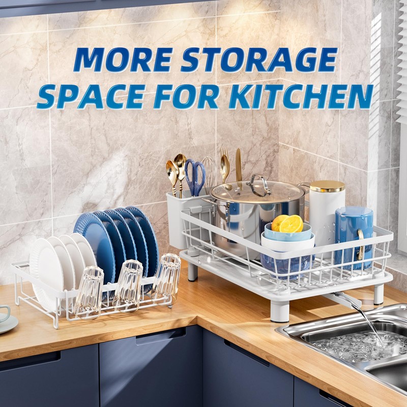 GAOKASE 2 Tiers Dish Drying Rack, Space-Saving Dish Racks for