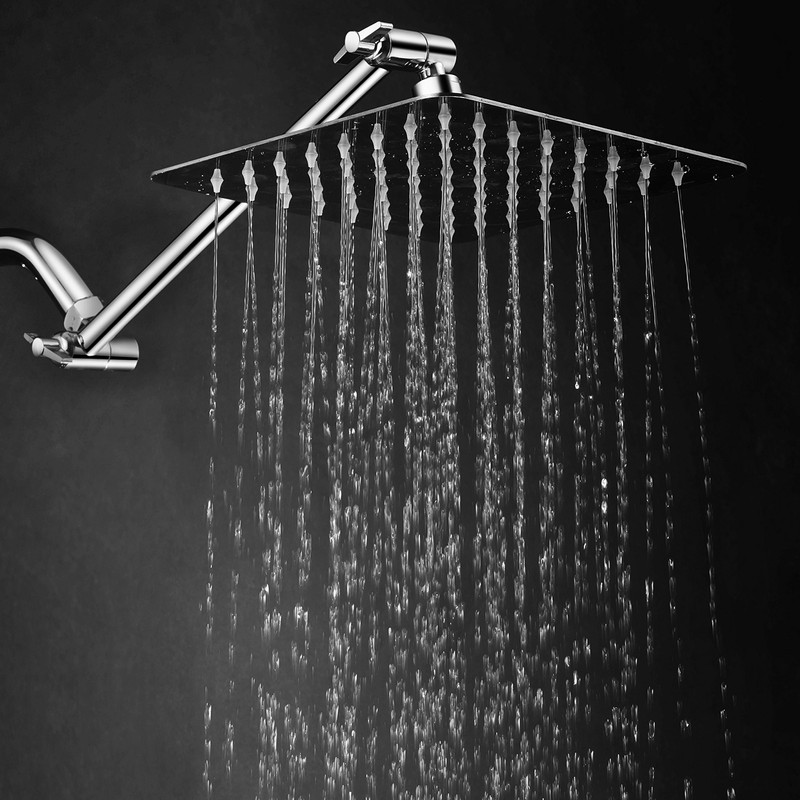 HotelSpa Large 8 inch Stainless Steel Slimline Square Rainfall Showerhead