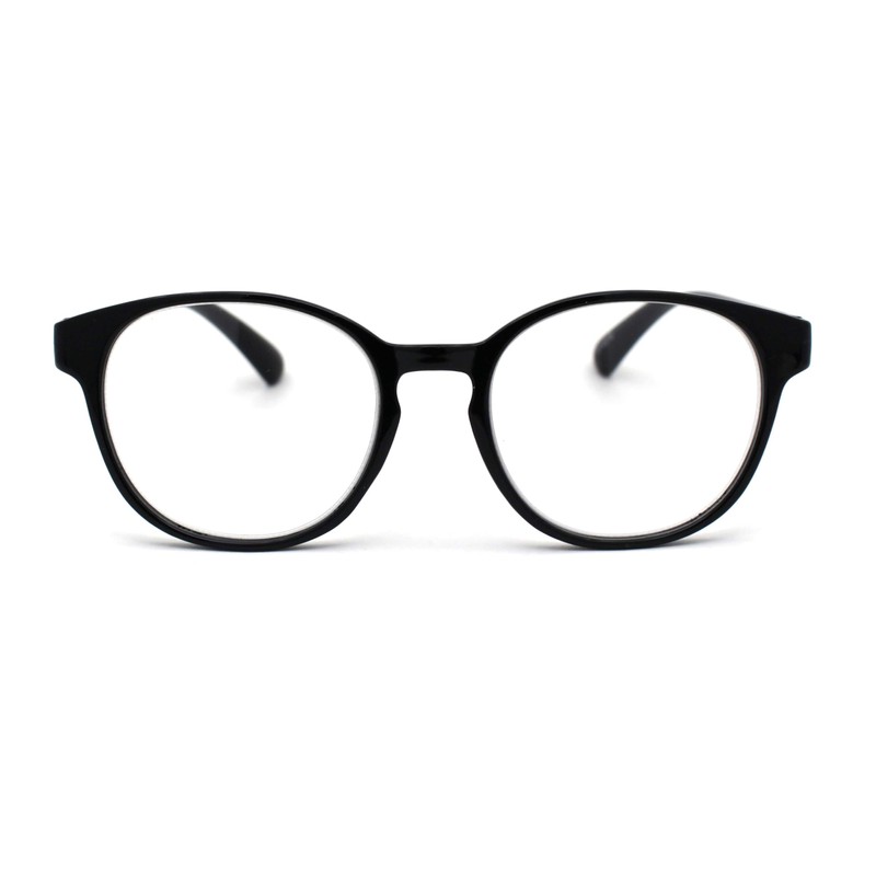 SA106 Round Thin Keyhole Horn Rim Plastic Reading Glasses Black