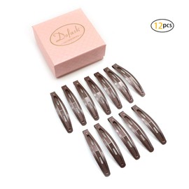 Dofash 2.36 inches / 6 cm Simple Large Hair Snap Clips Metal Hair Clips Basic Hair Accessories for Women 12 Pieces (Brown)