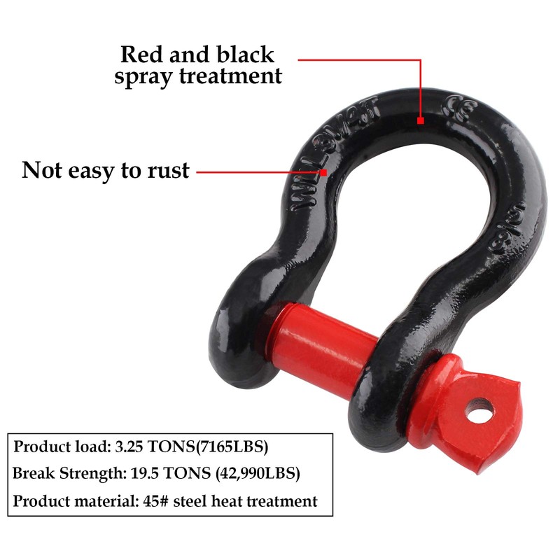 Qjaiune 4 Pack 5/8 Inch D Ring Shackles, 19.5 Ton