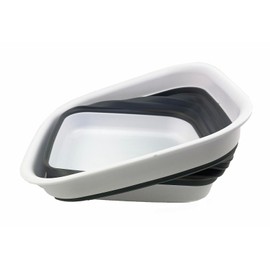 SAMMART 8L Collapsible Tub - Foldable Dish Tub - Portable Washing Basin - Space Saving Plastic Washtub (White/Steel Grey)