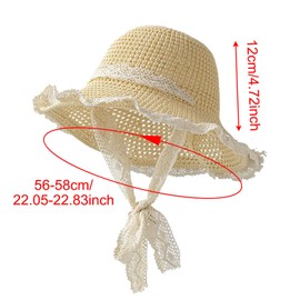 BSITSSS Lace Sun Hats, Straw Hat Foldable, Wide Brim Straw Hat with UV Protection, Beach Hat Lightweight, Summer Hats for Women Summer Vacation, Camping, Fishing, Hiking Beige