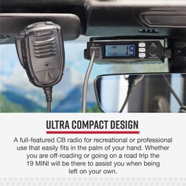 Cobra 19 MINI AM/FM Recreational CB Radio - Dual-Mode AM/FM, 40 Channels, Travel Essentials, Time Out Timer, VOX, Auto Squelch, Auto Power, Instant Channel 9/19, 4-Watt Output, Easy to Operate, Black