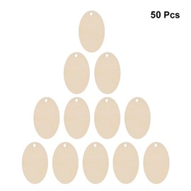 GANAZONO 50pcs Wooden Cutouts Oval Craft Shapes for Easter Decor Wooden Ornaments Party Decorations