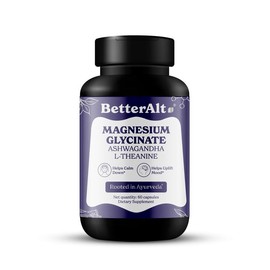 BetterAlt Magnesium Glycinate Capsules | 180mg + 180mg Ashwaganda + L-Theanine | High Absorption - 60 capsules - Nerves, Muscles & Energy Edible Dietary Supplement - Specification: Magnesium Glycinate/ Pack of 1