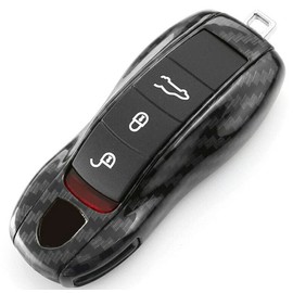 Remote Key Cover, Pack of 3 Car Remote Control Key Case Carbon Fibre Decorative Cover Car Key Cover Trim Suitable for Cayman/Macan/