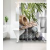 LB Japanese Zen Bamboo Shower Curtain Asian Spa Zen Stone