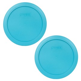 Pyrex Bundle - 2 Items: 7201-PC 4-Cup Surf Blue Round Plastic Food Storage Lids