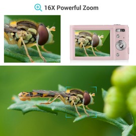 Andoer Portable Digital Camera 48MP 4K 2.88-inch IPS Screen 16X Zoom Auto Focus Self-Timer Face Detection Anti-shaking built-in Battery with Hand Strap Carry Pouch