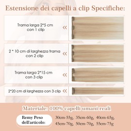 Natural Hair Extensions, 8 Pieces, 100% Remy Real Hair Clips, Invisible Straight Hair, 20 cm, 45 g, Blonde Mix Champagne