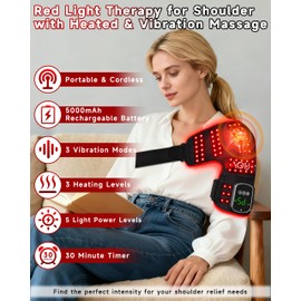 Cordless Red Light Therapy for Shoulder Pain with Massage & Heat, FSA&HSA