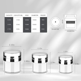 WUBAYI 2Pcs Airless Pump Bottle Portable Cream Jar Vacuum Bottle,Refillable Travel Cream Bottle,Airless Pump Jar for Lotions Makeup Essence Moisturizer Eye Creams (15ml+30ml+50ml)
