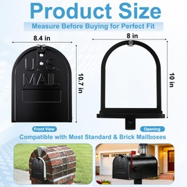 8" x 10" Mailbox Door Replacement – Black Metal Snap-in Door – Mailbox Cover with Magnetic Closure – Durable Mail Box Repair Kit for Brick Mail Box Rusted Standard