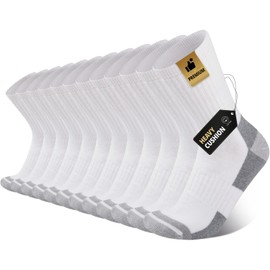 Heatuff Men's Cotton Cushion Crew Socks Athletic Running Moisture Wicking Thick Heavy Duty Work Boot Socks(6 Pairs)