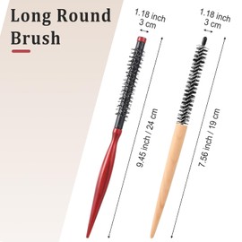 Small Round Brush, 3 Pcs Wooden Small Round Hair Brush with Rat Tail Design for Short Hair, Curling, Blow Drying, Travel, Daily, Thin Fine Hairs, Mustache (3 Styles)