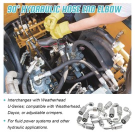 Venussar 10 PCS 90° Hydraulic Hose Fittings, for 3/8" Hose x 3/8" JIC 37° Female 90° Hydraulic Hose End Elbow Crimp Fitting