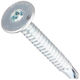 Small Parts 1016KWTF Steel Self-Drilling Screw, Zinc Plated Finish, Wafer Head, Star Drive, #3 Drill Point, #10-16 Thread Size, 1" Length (Pack of 50)