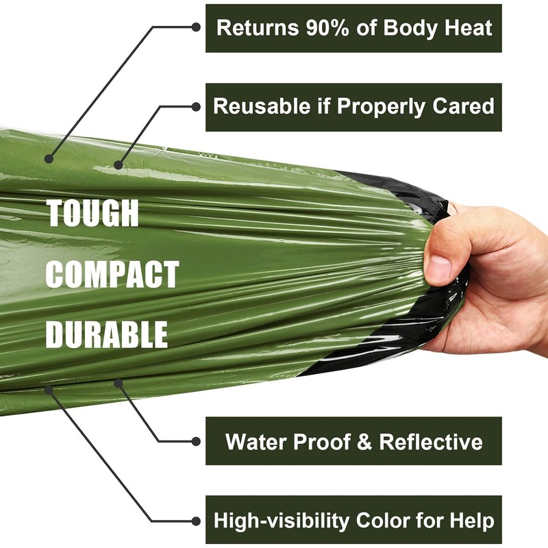 ROOBUCK Emergency Sleeping Bag 2 Pack Lightweight Survival Sleeping Bags