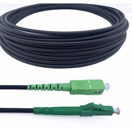 Elfcam® - SC/APC to LC/APC OS2 Simplex Singlemode LSZH Steel Fiber Cable Black (15m)