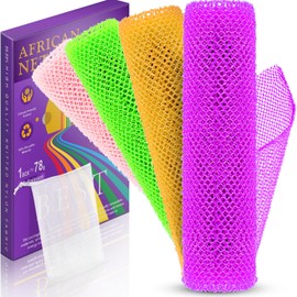 4 Pieces African Bath Sponge African Net Long Net Bath Sponge Transform Your Shower Routine with African Bath Sponges for Exfoliated, Silky Smooth Skin (Purple, Pink, Green, Orange)