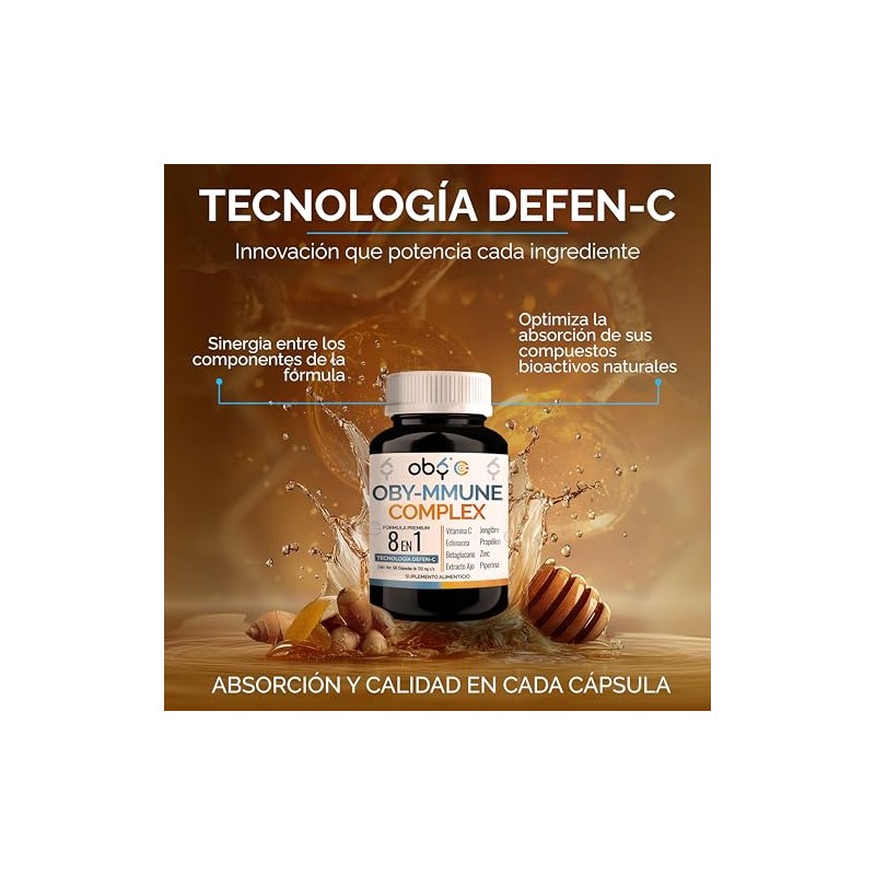 Oby Immune Complex Vitamina Zinc Echinacea Ajo Envejecido Jengibre Propóleo