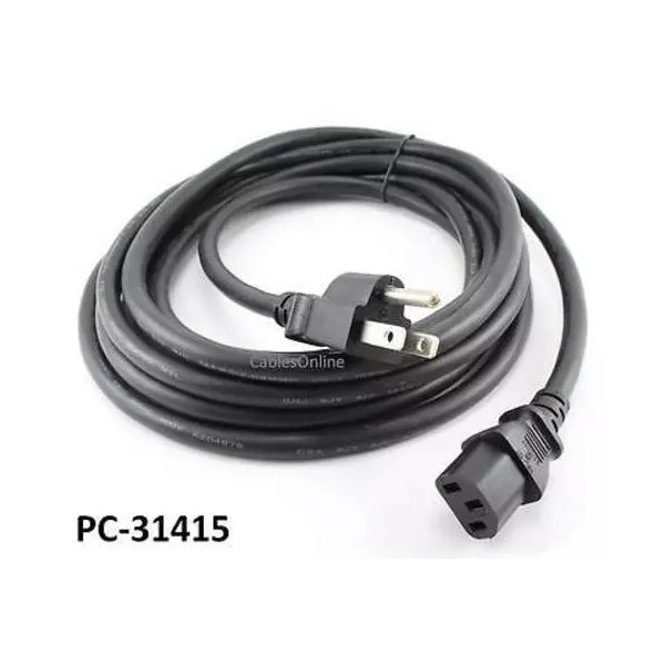 CablesOnline 15ft AC Power 14 Gauge IEC C13 to NEMA5-15p