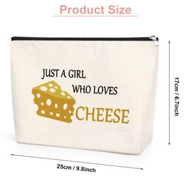 Funny Cheese Lover Gifts Cosmetic Bag Cheese Themed Gifts for Girl Colleague Cheese Gifts for Women Food Lover Gifts Birthdays Christmas Presents for Friends Sister Daughter Zipper Pouch