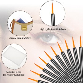 Lnngub 100 Pack Disposable Eyeliner Brushes,Ultra-Fine Point Eye Liner Applicator Disposable Nylon Eyeliner Brush Makeup Eyeliner Wands Cosmetic Eye Wands for Eyeliners Eye Makeup(Black-Yellow)