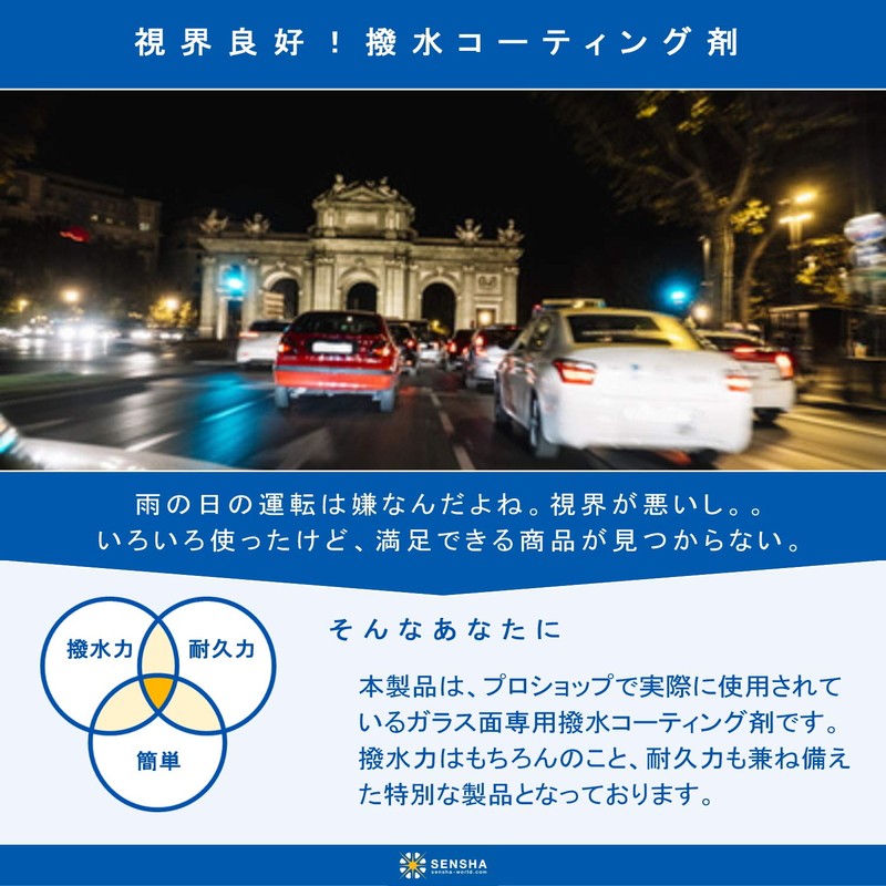 洗車の王国 撥水 コーティング剤 『ウィンドウクリスタル』 80ml (スポンジ クロス付き)自動車 ガラス 洗車用品 899