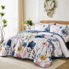 Anibedding Dark Blue Quilt Set Full Size, Floral Bedspread Soft