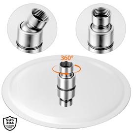 QWORK® 8-Inch Rainfall Shower Head, 360° Adjustable Shower Head, Round Shower Head