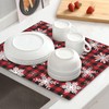 Snowflake Christmas Red Buffalo Plaid Dish Drying Mat For Kitchen